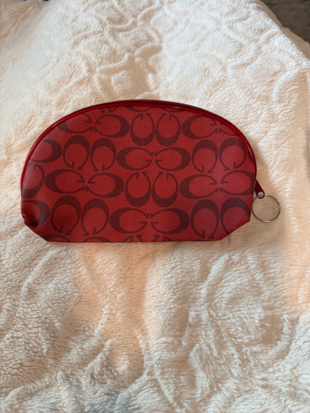 Ella Red Logo Print Cosmetic Pouch